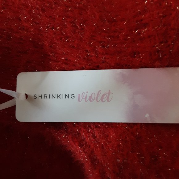 Shrinking Violet Women's Red Sparkle Sweater | New! M - Picture 12 of 14